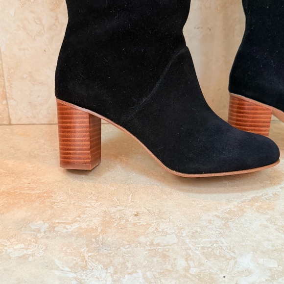 Soludos Venetian Tall Boots Black Suede Knee High Block Heel Size 6.5 - Picture 5 of 7
